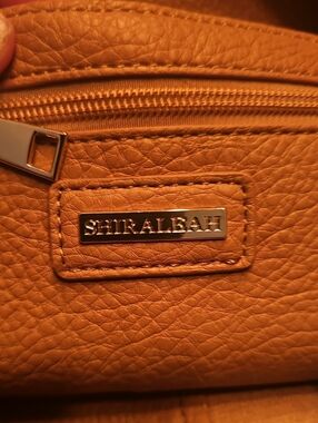 Shiraleah Tan Textured Shoulder Bag with Metal Logo Plate .NWOT